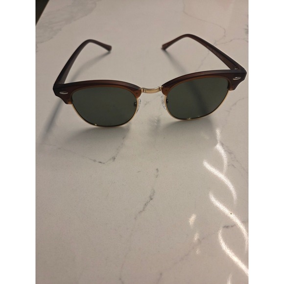Fashion Eyewear Accessories - FASHION EYEWEAR Brown Tortoise Gold Clubmaster Style Sunglasses Retro Browline